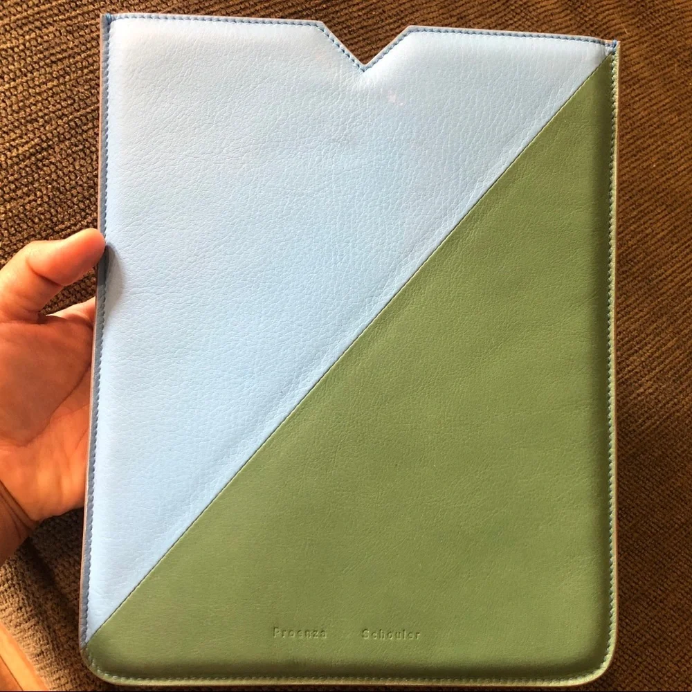 Auth Proenza Schouler Blue Green Leather Case EUC